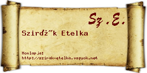 Szirák Etelka névjegykártya